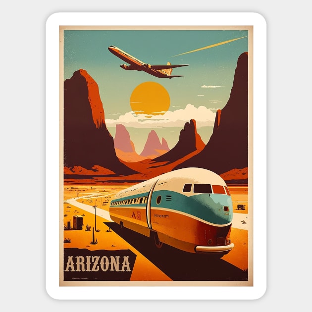 Arizona Vintage Travel Art Poster Sticker by OldTravelArt